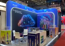 Birla cables - stand with 2 walls, curved edges, LED edge lights