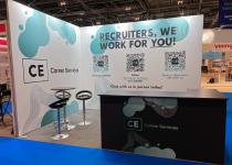 Career Services, back and side wall stand, with L-shape counter